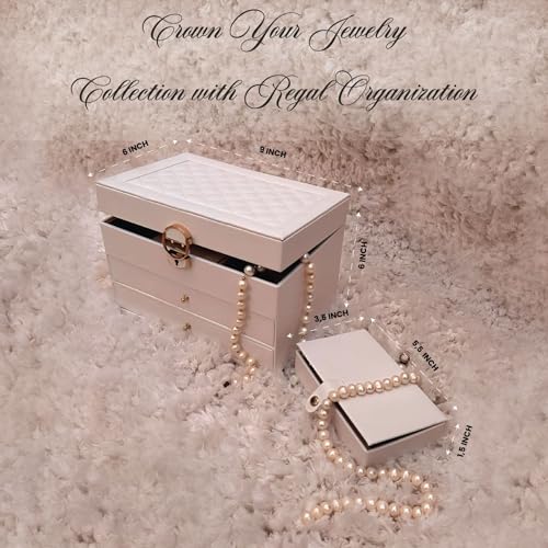 Royal Emotions - 3 Layer Jewelry Organizer with Jewelry Travel Case - Jewelry Box with 2 Drawers - Large Jewelry Boxes for Women - Luxury Lockable Jewelry Holder Organizer - Gifts for Women