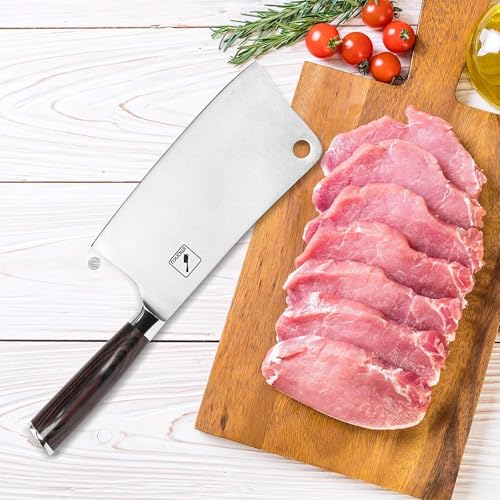 imarku Cleaver Knife 7 Inch Meat Cleaver - SUS440A Japan High Carbon Stainless Steel Butcher Knife with Ergonomic Handle, Ultra Sharp, Useful Kitchen Gadgets for Home and Restaurant