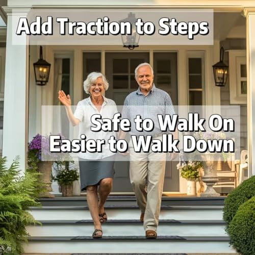 Aucuda 2pcs 8.5" x 30" Stair Treads Outdoor for Elders and Dogs on Wooden Steps, Non Slip Stair Runner Rug Heat Insulation Rubber Backing, Gray Floral Staircase Mat Carpet for Indoor Grip Farmhouse.
