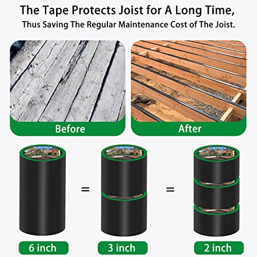 Felizshop 6" x 50' Butyl Deck Joist Tape for Decking Butyl Deck Tape for Wood Beams and Building Joists, Weather Resistant and Anti-Corrosion Self-Adhesive Flashing Tape for Deck Protection