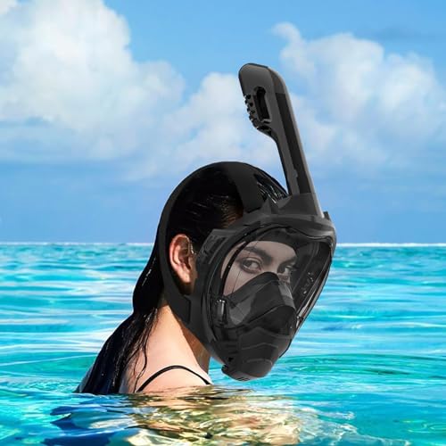 Snorkel Mask, Full Face Snorkel Mask,Snorkeling Gear for Adults Kids,Diving Mask, Mask and Snorkel,180 Degree Panoramic View Anti-Leak Anti-Fog
