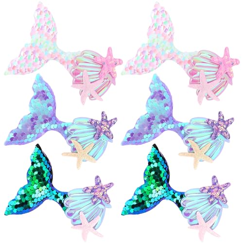 Casoty 6 Pcs Mermaid Hair Clips, Hair Clips for Women Girls, Seashell Hair Accessories, Mermaid Accessories for Daily Wear Birthday Party Gifts