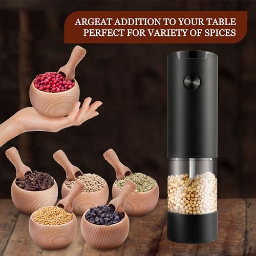 Electric Salt and Pepper Grinder, Automatic Mill, Adjustable Coarseness, LED Light - Convenient One-Hand Operation - Perfect for Kitchen and BBQ - Includes Salt and Pepper Shakers