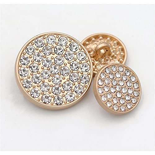 5 Pcs Fashion Metal Rhinestone Button for Sewing Handmade Clothes Coat Accessories(Gold,20mm)
