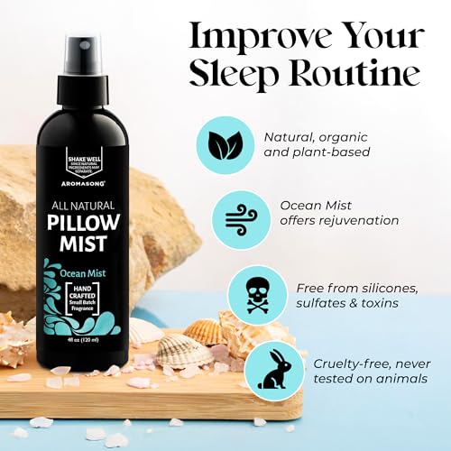 Aromasong Pillow Spray Gift Pack (Lavender, Ocean Mist, Eucalyptus) + Lavender Room & Linen Spray 4 fl oz – Relaxation, Deep Sleep, Calming Aromatherapy Bundle