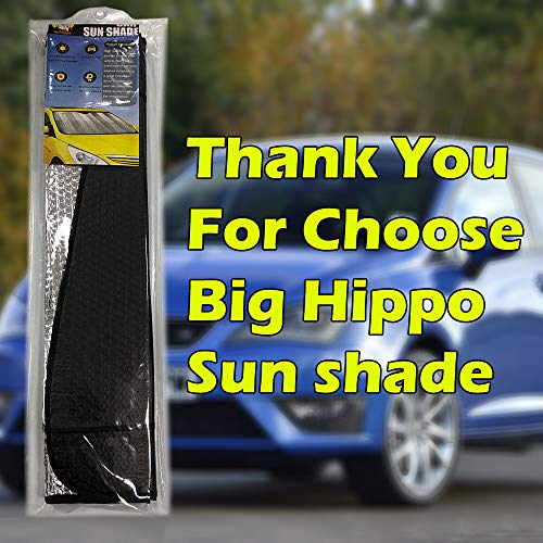 Big Hippo Front Car Sunshade Windshield-Jumbo/Standard Sun Shade Keeps Vehicle Cool-UV Ray Protector Sunshade-Easy to Use Sun Shade-Silver(55.16"X 27.5")