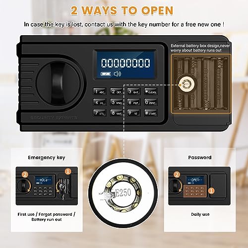4.2 Cu ft Extra Large Safe Box Fireproof Waterproof, Security Home Safe with Fireproof Bag, LCD Digital Keypad Key Lock and Removable Shelf, Fire Document Safe for Money Medicines Jewelry Valuables