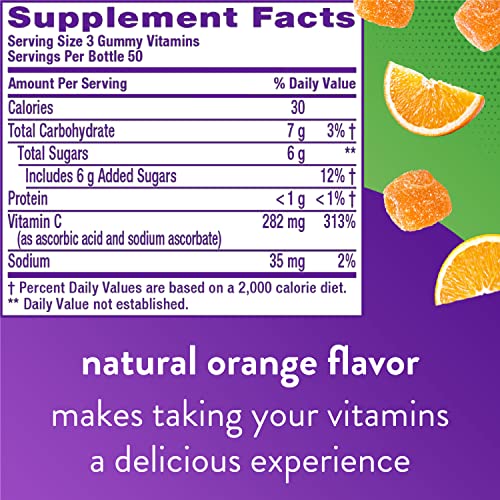 Vitafusion Power C Vitamin C Gummies for Immune Support, Orange Flavored, 282 mg Vitamin C, America’s Number 1 Gummy Vitamin Brand, 50 Day Supply, 150 Count