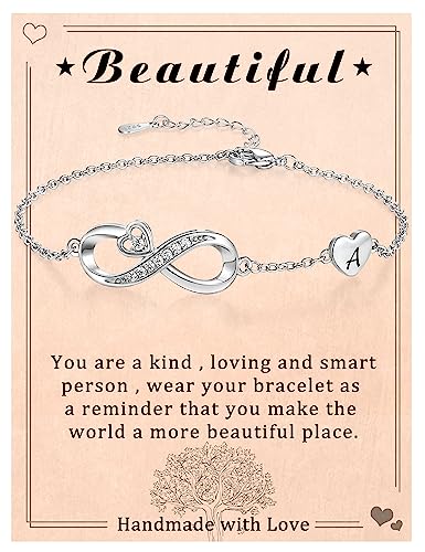 Btysun Gifts for Girlfriend Initial Infinity Bracelets for Women Teen Girls Letter O Heart Link Silver Bracelet Anniversary Birthday Gifts for Her Sister Daughter Jewelry