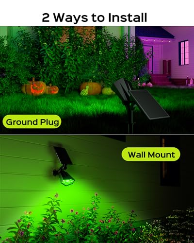 JACKYLED Solar Lights Outdoor, 800 Lumens Solar Spot Lights 3000K/6000K, 4 Modes Solar Landscape Spotlights Waterproof for Yard,2 Pack
