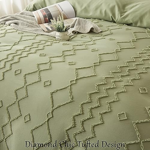Senville White Duvet Cover Queen Size-Tufted Queen Duvet Cover Set,100% Microfiber Boho Duvet Cover,3PCS Soft and Breathable Textured Shabby Chic Bedding Set with Zipper Closure(White,Queen)