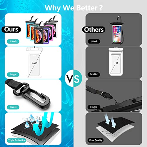 newppon Waterproof Cell Phone Pouch : 4 Pack Float Clear Cell Holder Protector with Lanyard - Universal Floatable Water Proof Dry Bag for iPhone Samsung Galaxy for Beach Swimming Pool