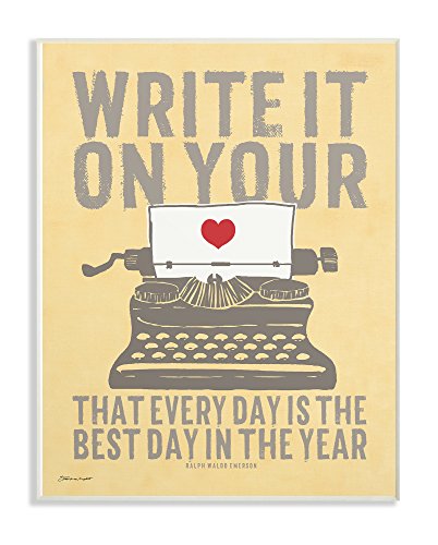 The Stupell Home Decor Collection Write It On Your Heart Typewriter Wall Plaque, 10 x 15, Multi-Color