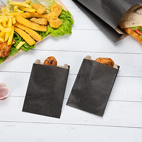 Restaurantware Bag Tek 5" x 3" x 8.75" Paper Bags For Snacks 100 Disposable French Fry Bags - Greaseproof For Popcorn Cookies Fries And More White Paper Kraft Snack Bags