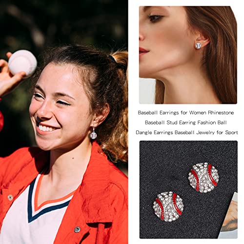 Frodete Baseball Earrings for Women Leather Softball Stud Earring Baseball Jewelry Fashion Ball Earrings for Sport Ball Fans or Player