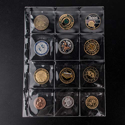 Uncle Paul Coin Collecting Pages 5 Sheets 12 Pockets Standard 9Hole Coin Pocket Inserts Collecting Sleeves for Coins CS03512