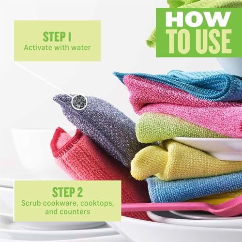 E-Cloth Non-Scratch Scrubbing Pads - Scrubbing Dish Sponges Kitchen Cleaning Kit - Reusable Scrubber Sponges for Dishes and Cleaning - Non-Scratch Scrubbers for Cleaning - 2-Pack
