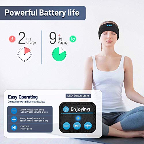 Perytong Sleep Headphones - Headband Headphones - Bluetooth Headband Wireless Sleeping Headphones Sleep Mask with Earphones Music Band Unique Gifts for Men Women Valentine's Day