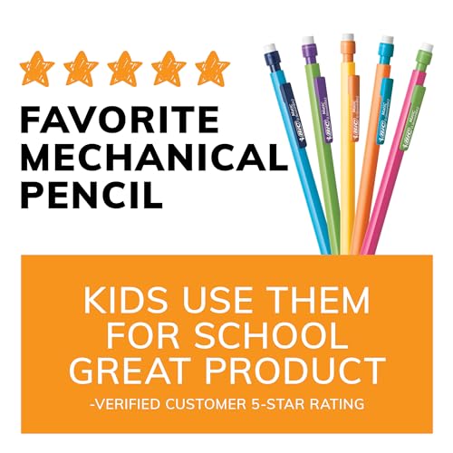 BIC Xtra-Strong Thick Lead Mechanical Pencil, With Colorful Barrel Thick Point (0.9mm), 24-Count Pack, With Erasers (MPLWP241)