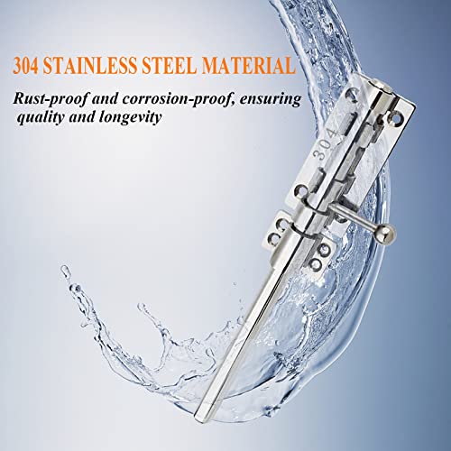 10in Slide Bolt Gate Latch 304 Stainless Steel Barrel Bolt Latch Heavy Duty Door Security Lock Thickened Door Latches Hardware with Mounting Screws for Barn Fence Shed Basement