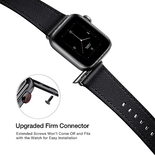 POWER PRIMACY Leather Bands Compatible with Apple Watch Band 38mm 40mm 41mm 42mm 44mm 45mm 49mm, Genuine Leather Strap Compatible for Women Men iWatch SE Ultra Series 9 8 7 6 5 4 3 (Coffee/Rosegold)