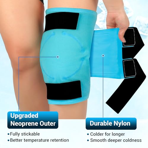 Comfytemp Large Knee Ice Pack Wrap Reusable Gel, FSA HSA Eligible, Full Coverage Knee Cold Compression Brace for Injuries, Pain Relief, Replacement Recovery, Arthritis, ACL, Surgery Gift, 23.6"x11.8"