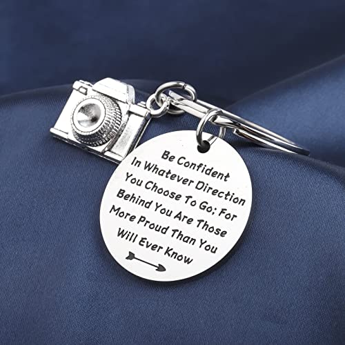 LQRI Camera Keychain Photographer Gift Be Confident In Whatever Direction You Choose To Go Keychain Camera Gifts Future Photographer Gift (silver)