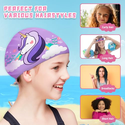 KFFPET Swim Cap for Women, Silicone Adult Swimming Caps for Long Hair and Short Hair, Waterproof Comfy Bathing Cap Swimming Hats for Womens Men