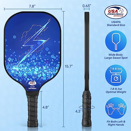 Pickleball Paddles Set of 2 - USAPA Approved Fiberglass Surface Cute Pickleball Paddles Set for Women, Anti-Slip Sweat-Absorbing Grip, 4 Pickleballs and 1 Carry Bag, Pickle Ball Paddle for Beginners