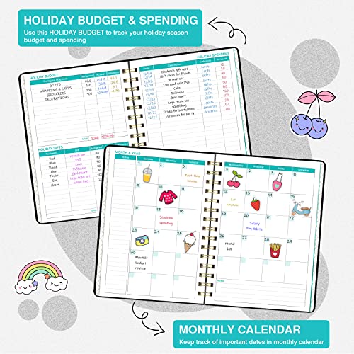 Budget Planner - Budget Book with Bill Organizer and Expense Tracker, 6.1" x 8.25", 12 Month Undated Finance Planner/Account Book to Take Control of Your Money, Start Anytime - Petunia