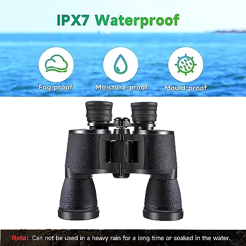 ZIYOUHU 10x50 High Power Binoculars for Adults,Compact Binoculars with Low Light Night Vision, Waterproof/Professional Binoculars BAK4 Prism FMC Lens HD Binoculars for Bird Watching