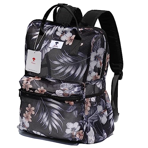 ESVAN Mesh Backpack See Through Bag College Beach Bag Daypack Travel Semi-Transparent Bag for Women and Men (D)