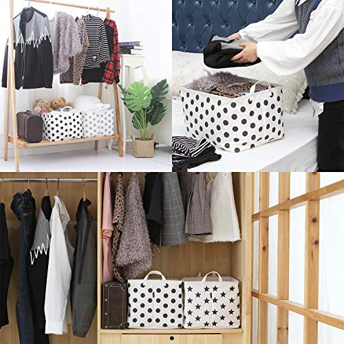 Sea Team Collapsible Canvas Fabric Storage Basket with Handles, Rectangle Waterproof Storage Bin, Box, Cube, Foldable Shelf Basket, Closet Organizer, 16.5 x 11.8 x 9.8 Inches, Yellow Stripe