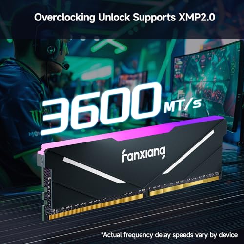 fanxiang RGB DDR4 RAM 32GB (2x16GB) 3200MHz CL16 V1.35, Desktop Gaming Machine Overclocking Memory, Intel XMP 2.0 & AMD Compatible - Black
