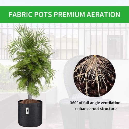 iPower 5-Pack 1 Gallon Fabric Pots Nonwoven Grow Bags with Self-Adhesion Sides for Easy Transplanting Vegetable, Flower