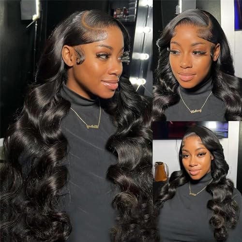 Ghios 13x4 Body Wave Lace Front Wigs Human Hair 180 Density Hd Lace Front Wigs Human Hair Body Wave Wigs Brazilian Human Hair Pre Plucked with Baby Hair for Women 22 Inch