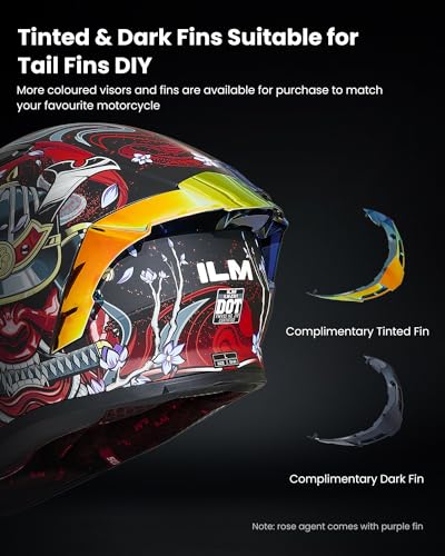 ILM Motorcycle Helmet Full Face with Pinlock Compatible Clear&Tinted Visors and Fins Street Bike Motocross Casco DOT Model Z501(White, Large)
