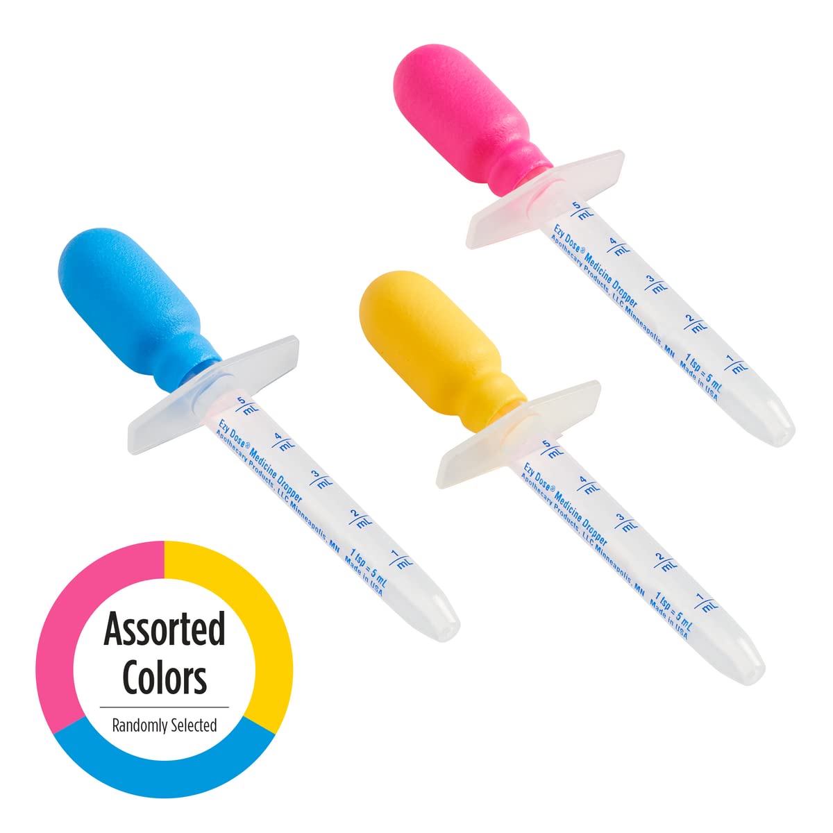 EZY DOSE Kids Baby Oral Syringe & Dispenser Calibrated for Liquid Medicine, Reduce Mess, Easy Way to Orally Administer Medication, 5 mL/1 TSP, Color May Vary, BPA Free