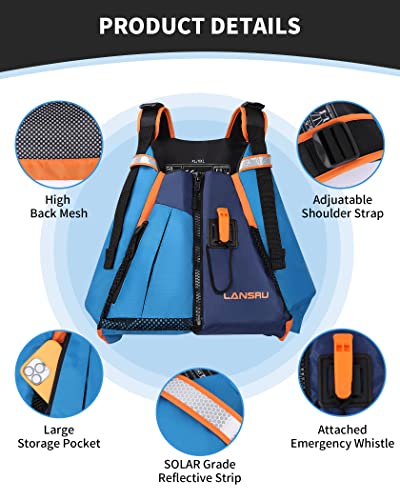 Owntop Swim Vest for Adult, Paddle Sports Swim Jackets with Adjustable Safety Strap, Premium Buoyancy Men Women Float Swim Vests for Kayaking Surfing Boating (Blue, XS/S)