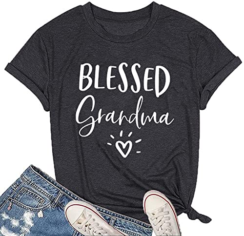 MAIHUN Blessed Grandma Shirt for Women Grandmother Heart Graphic Tees Grandma Gift T-Shirt Tops Green