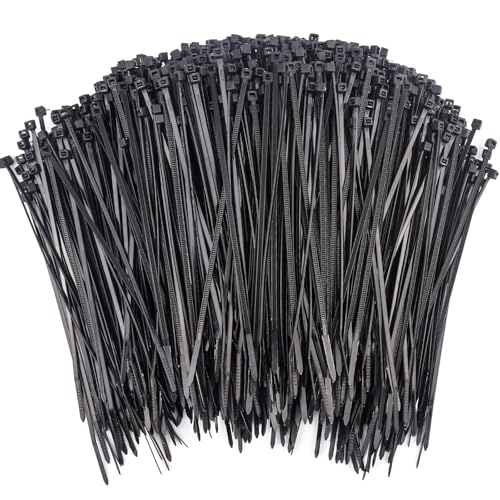 1000 Pcs Black Zip Ties, 3 Inch Small Self-Locking Nylon Cable Ties, Premium Thin Plastic Wraps Wire Ties for Indoor and Outdoor (Black)