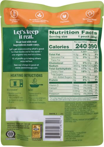 SEEDS OF CHANGE Organic Quinoa & Brown Rice with Garlic, Organic Food, 8.5 OZ Pouch
