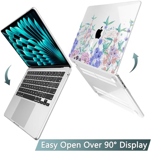 Tuiklol for MacBook Air 15 inch Case 2024 2023 Release M3 M2 Chip, Model A3114 A2941 Hard Shell Case with Keyboard Cover & Screen Protector & Dust Plug for MacBook 15.3 M2 Cover, Moon and Mountain
