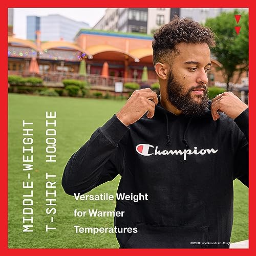 Champion, Midweight, Soft and Comfortable T-Shirt Hoodie for Men, Elevation Blue Offset C's, XX-Large