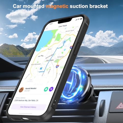 STERKER Magnetic Stand Ring Compatible with iPhone 13 Pro Max Case [Military Grade Drop Protection][Compatible with Mag-Safe] Kickstand Slim Matte Case for iPhone 13 Pro Max Phone 6.7", Black