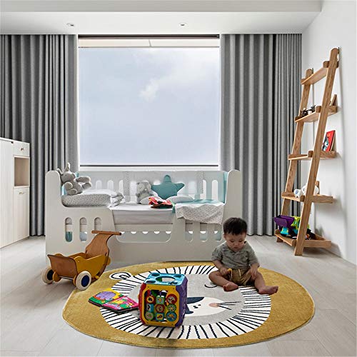 USTIDE Faux Wool Kids Play Mat, 35.4’’ Thick Baby Crawling Area Rug, Infant Baby Room Decor Bedroom Rug Super Soft Anti-Slip Cartoon Animal Baby Floor Mat, Golden Lion