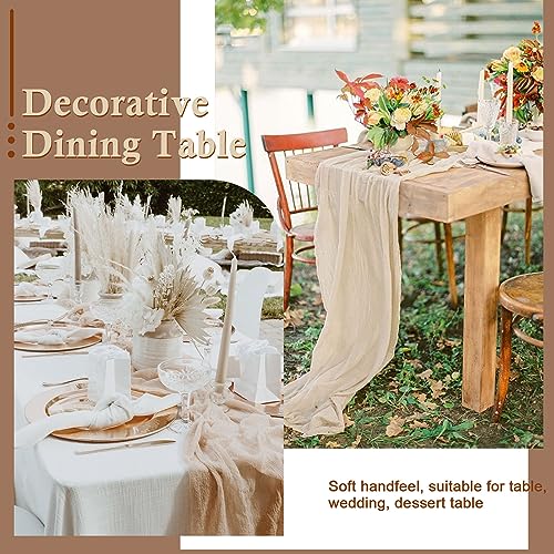 BESBESME 10 Pieces Cheese Cloth Table Runner,Large Gauze Mustard Yellow Table Runner 10ft Cheesecloth Table Cloth for Wedding Party Bridal Shower Boho Table Decor 35x120 Inch