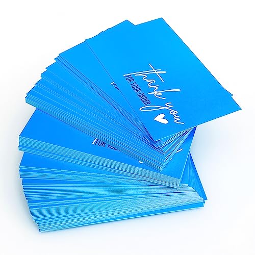 RXBC2011 Thank you for your order card Thank you cards Package Insert for online business Pack of 100 Blue