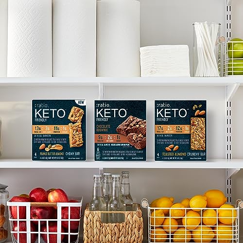 :ratio KETO Friendly Crunchy Bars, Coconut Almond, Gluten Free Snack, 4 ct
