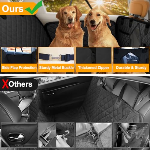 AAOVEFOX Back Seat Extender for Dogs, Dog Car Seat Cover for Back Seat Hard Bottom, Car Seat Covers for Dogs, Large Space Dog Hammock for Car, Pet Backseat Protector for Car SUV Truck, Black